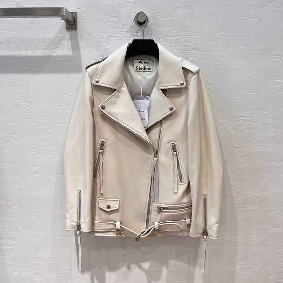 Acne Studios White Leather Jacket - Picture 1 of 9